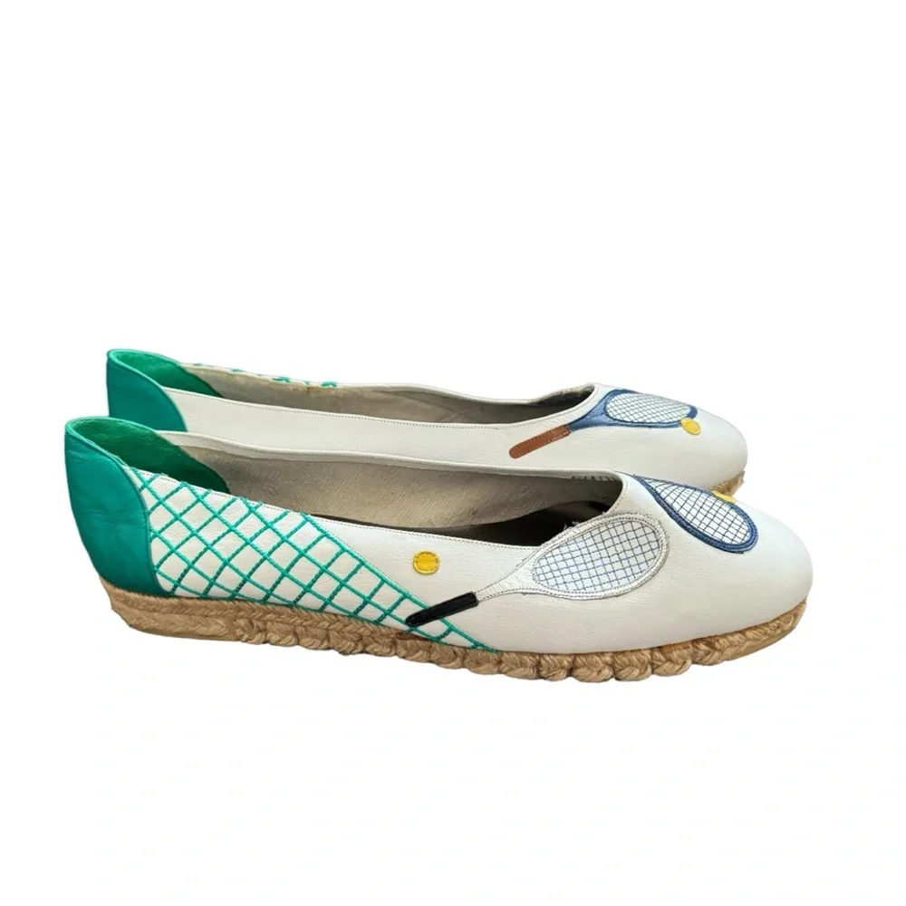 Knights LTD Made in Spain women's Leather Espadrille Flats Tennis Design Size 11